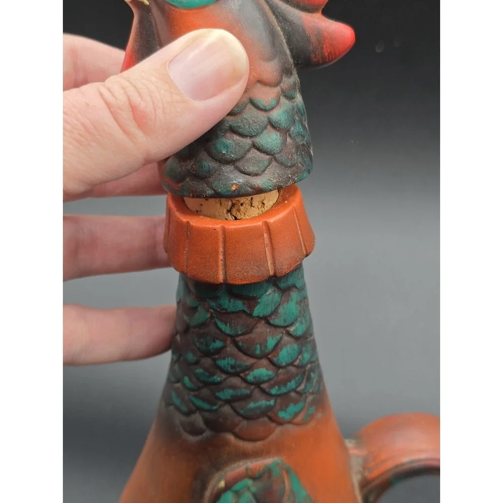 Vintage‎ Rooster Decanter with Cork Stopper Hand Painted